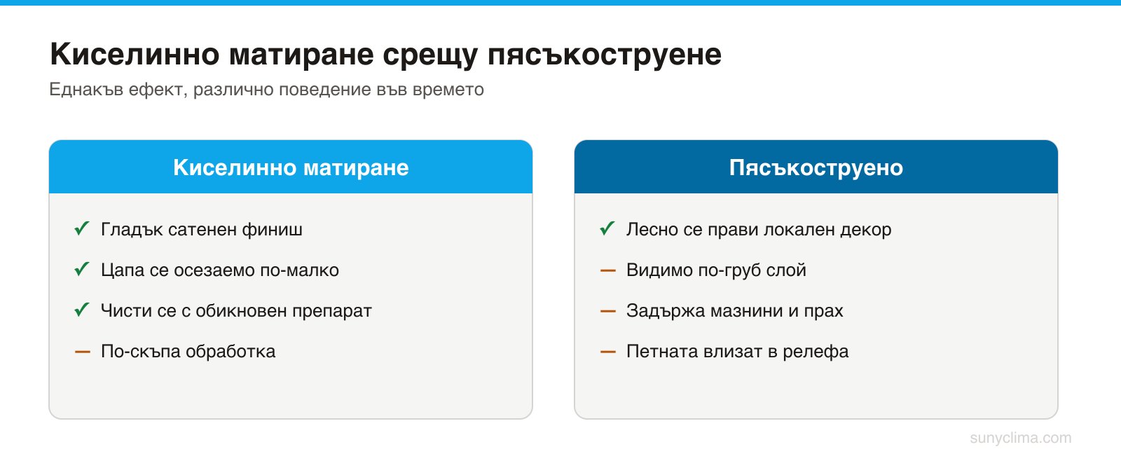 И двете технологии дават непрозрачност. Разликата се вижда след първата година употреба.
